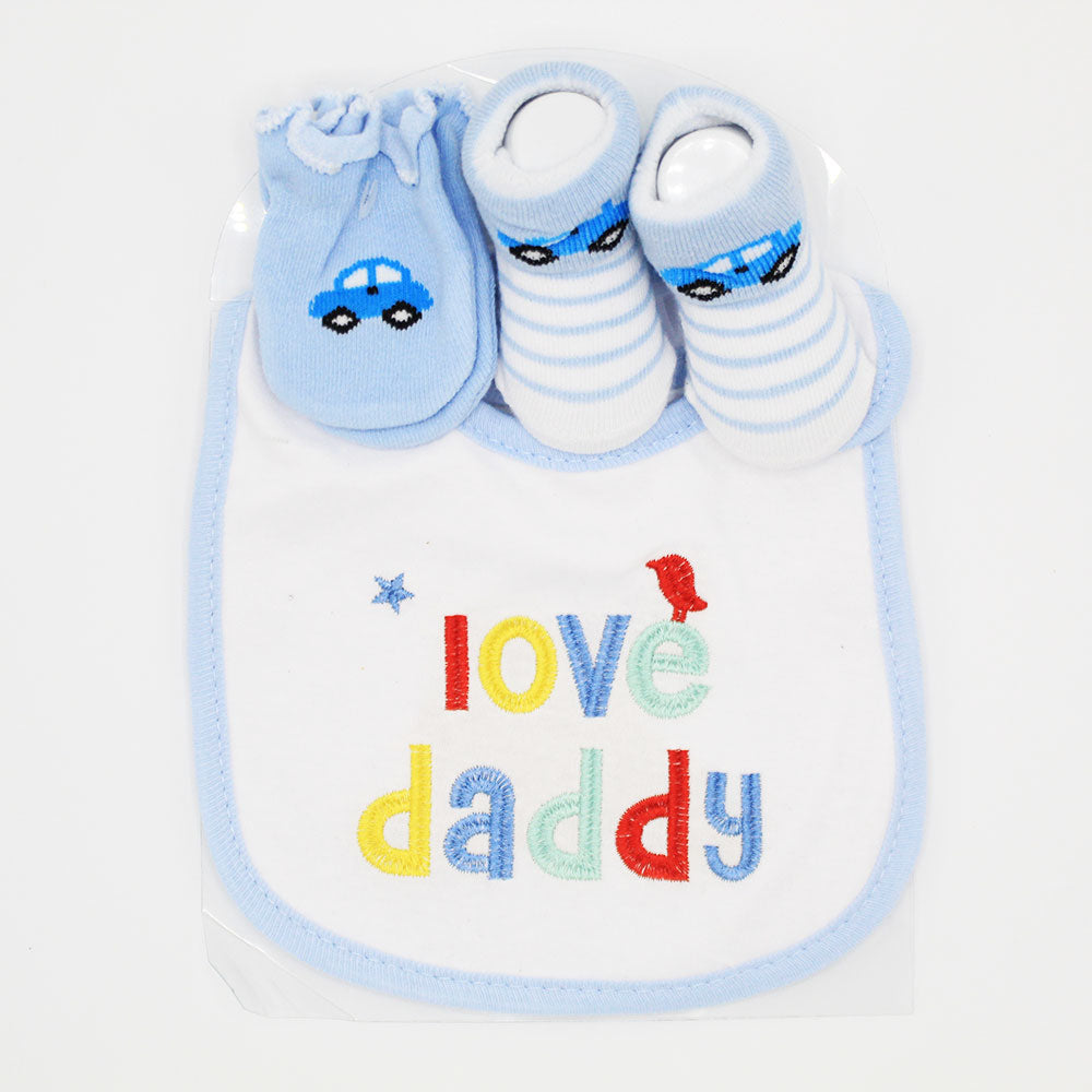Imported Cute & Adorable Baby Waterproof Bib Booties and Mittens Combo Set