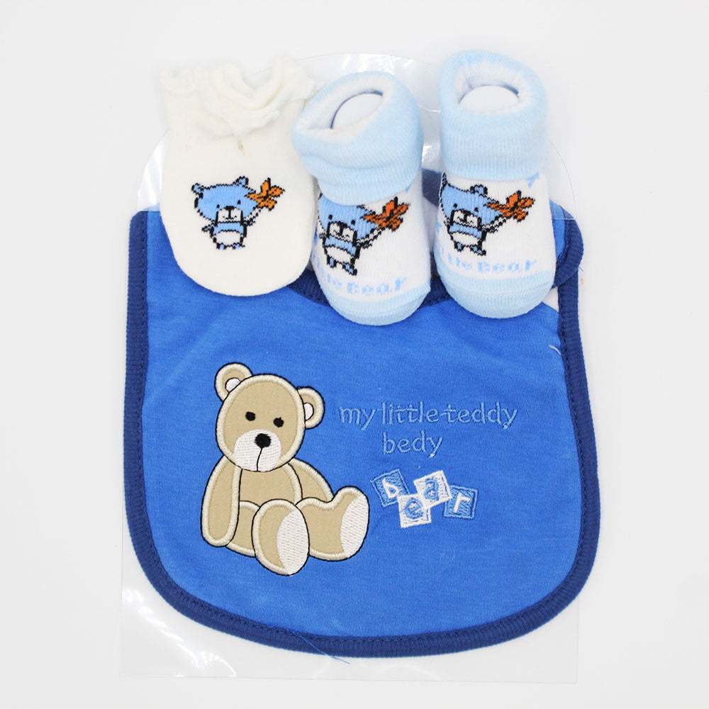 Imported Cute & Adorable Baby Waterproof Bib Booties and Mittens Combo Set