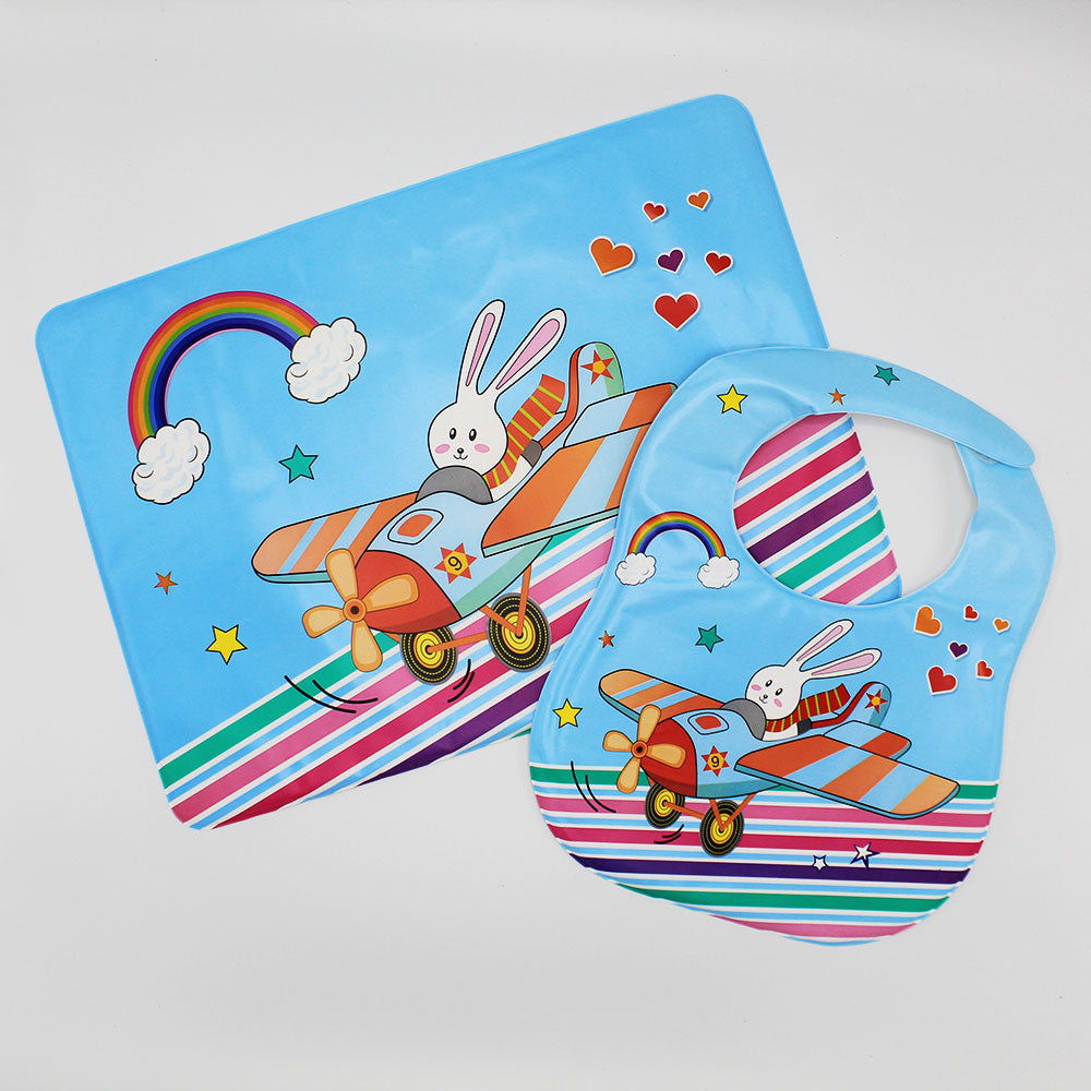 Baby Animated Plastic Sheet & Bib