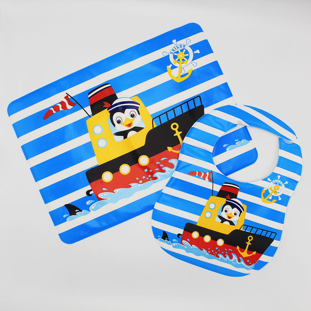 Baby Animated Plastic Sheet & Bib