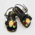 Baby Girl New Fancy Black Multicolored Flowers Sandle for 3-15 Months