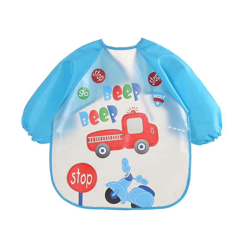 Imported Long Sleeve Waterproof Baby Feeding Children Plastic Apron Bib Toddler