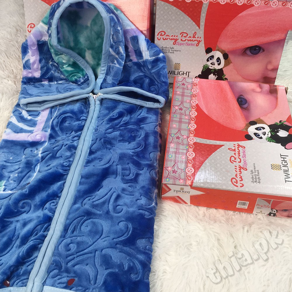 Rosy Baby 2 in 1 Super Soft Baby Zipper Blanket Embossed For 0-3 Years