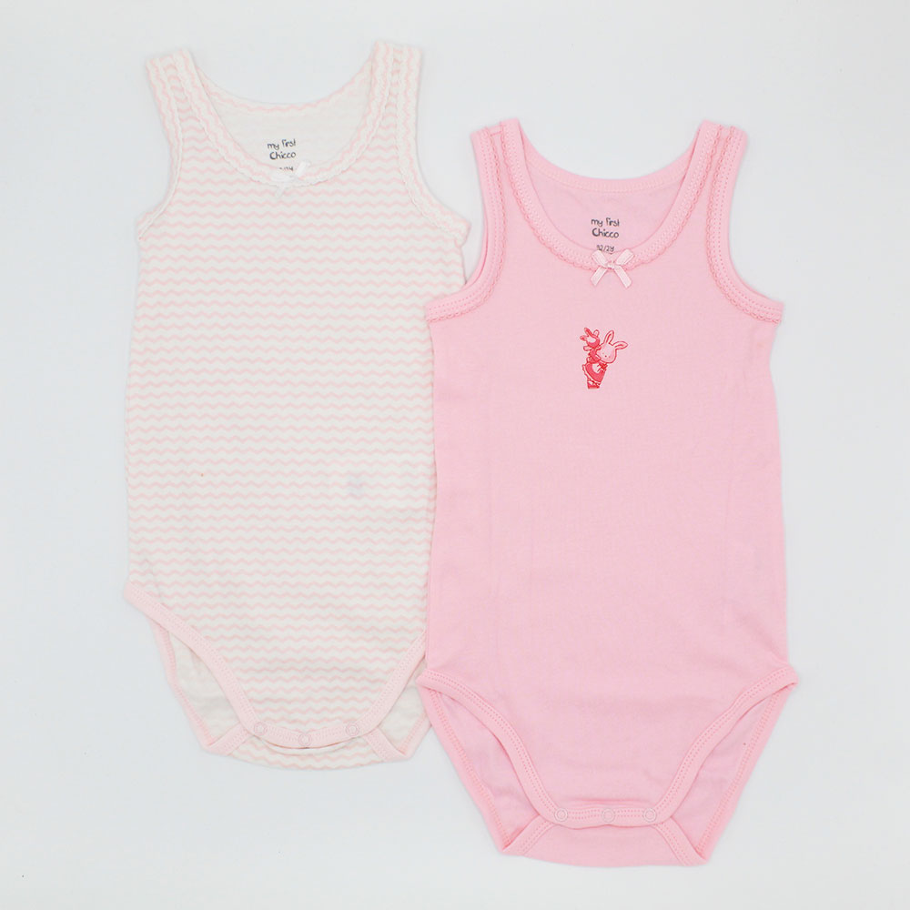 Imported Set of 2 Baby Girl Sleeveless Summer Bodysuit Onesie Romper for 0-24 Months