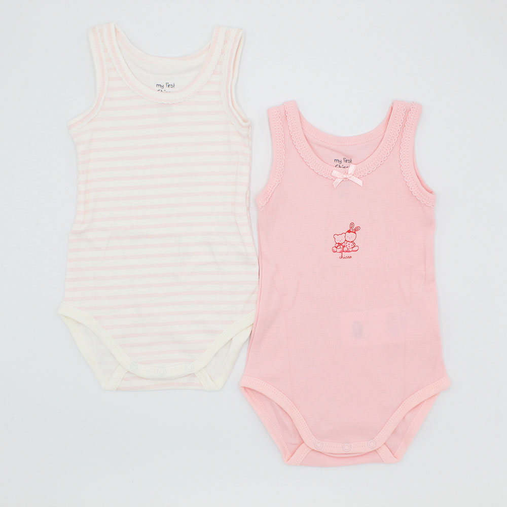 Imported Set of 2 Baby Girl Sleeveless Summer Bodysuit Onesie Romper for 0-24 Months
