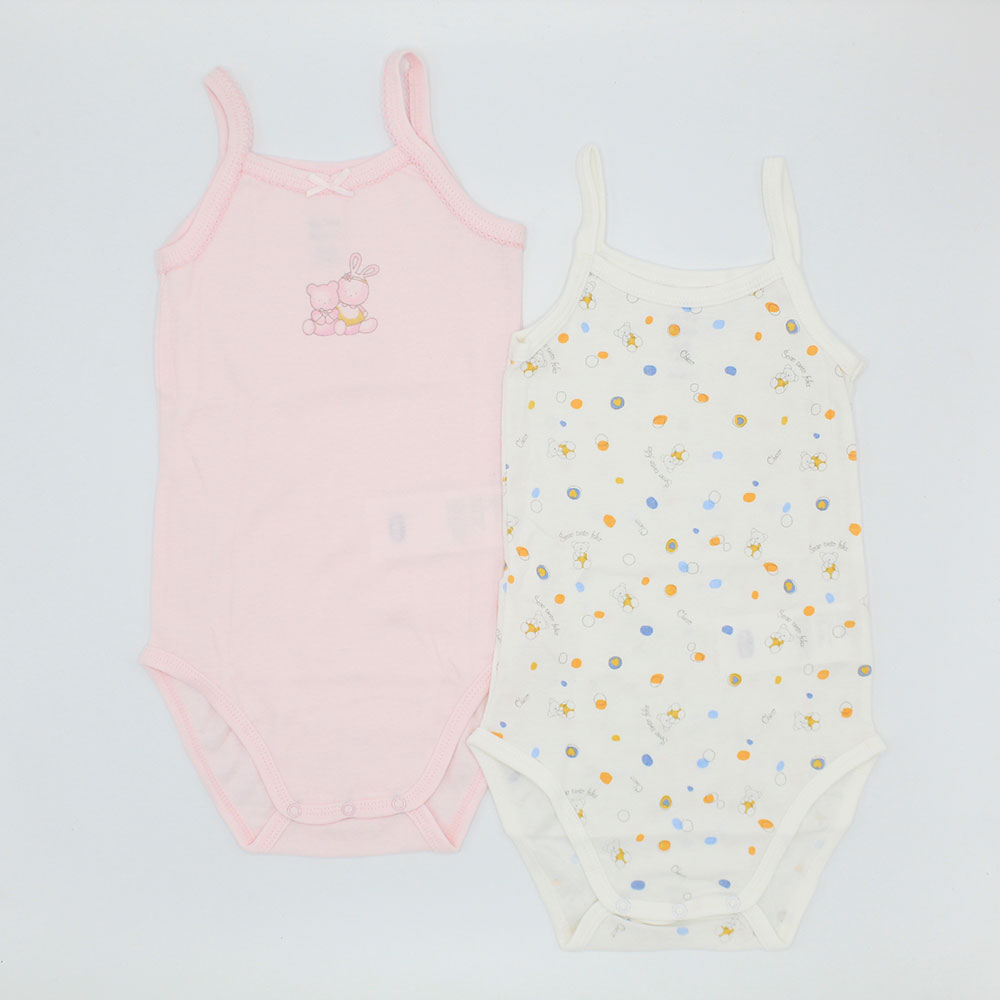 Imported Set of 2 Baby Girl Sleeveless Summer Bodysuit Onesie Romper for 0-24 Months