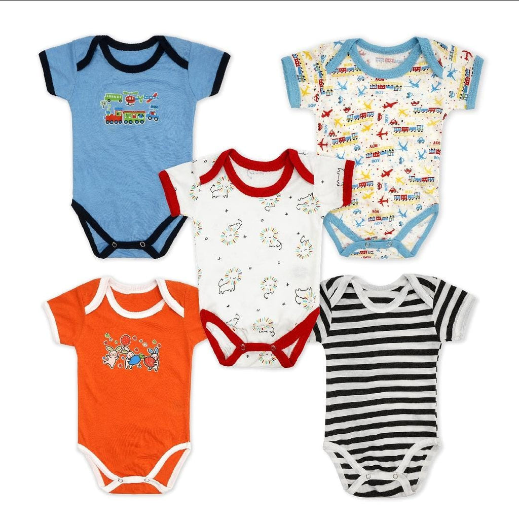 Imported Set of 5 Summer Bodysuit Half Sleeves Onesie Romper for 0-23 Months