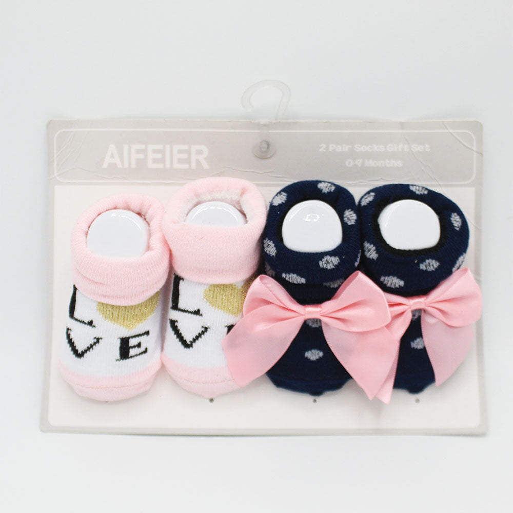 Imported Baby Pack of 2 Booties Set for 0-6 Months