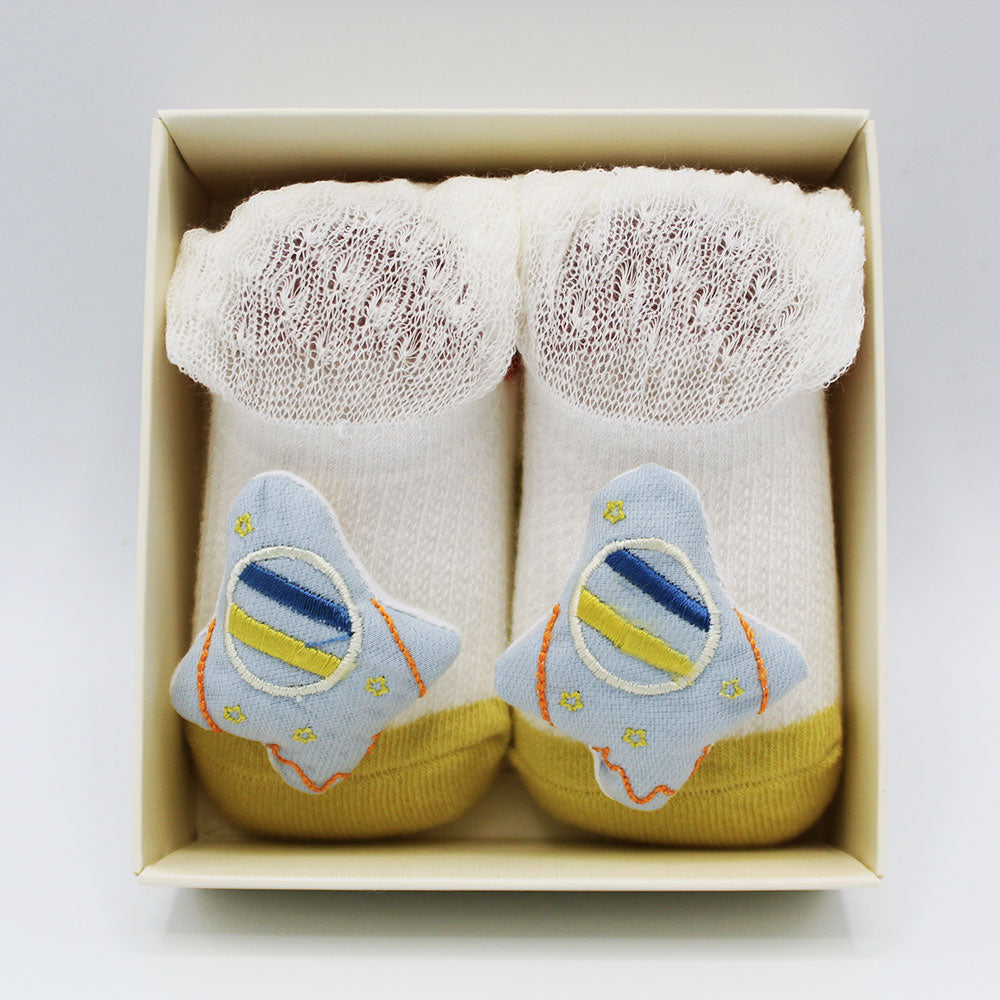Imported Newborn Baby Rattle Character Booties for 0-9 Months