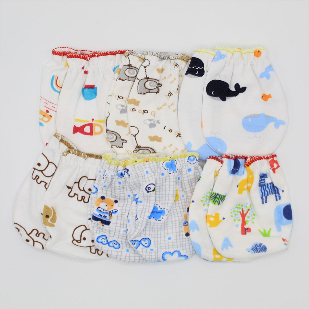 Imported Pack of 6 Pair Newborn Baby Super Soft Cotton Mittens
