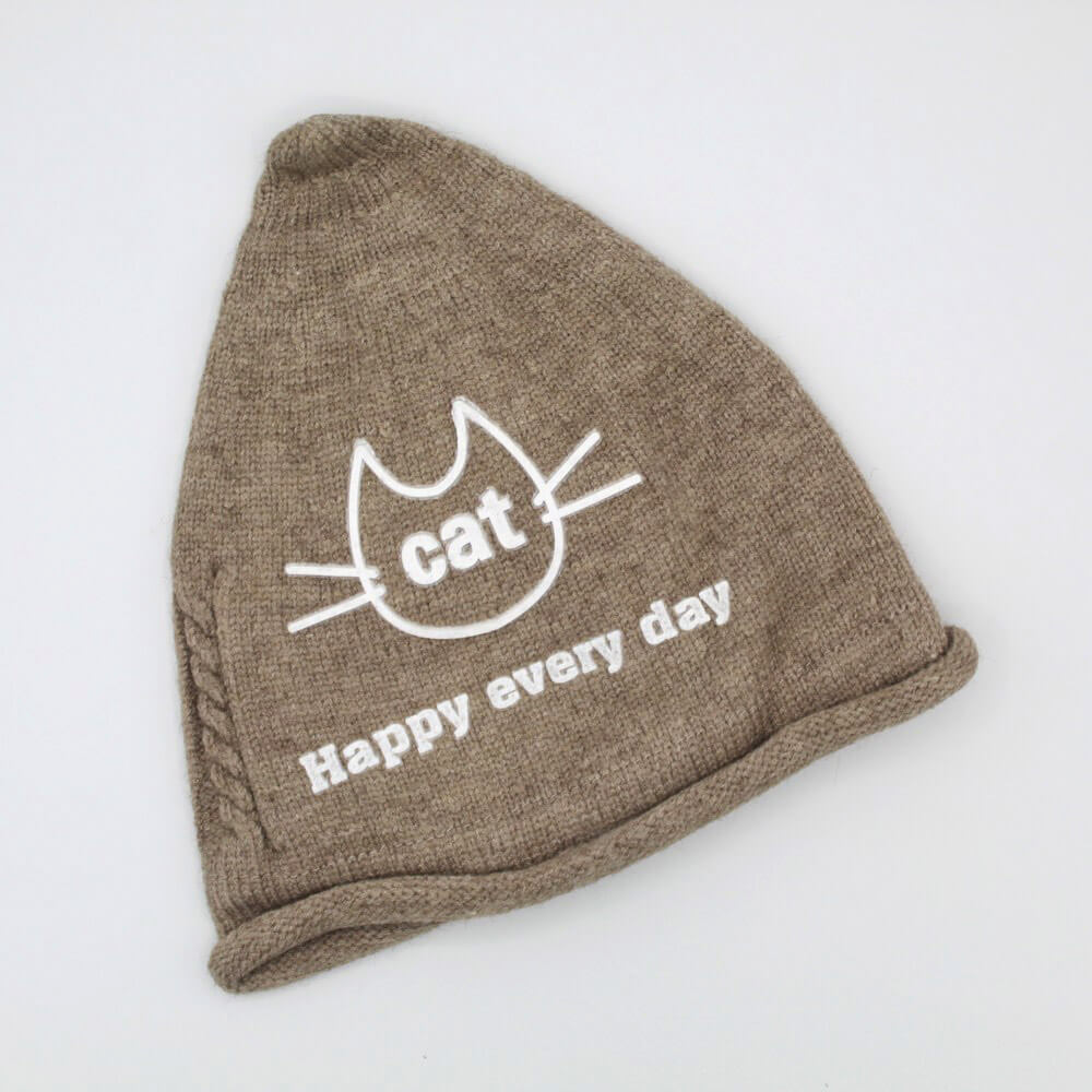 Imported Happy Cat Warm Woolen Cap for 0-24 Months