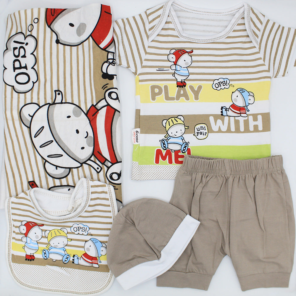Newborn Baby 5 Pcs Summer Cotton Stuff Starter Set for 0-3 Months