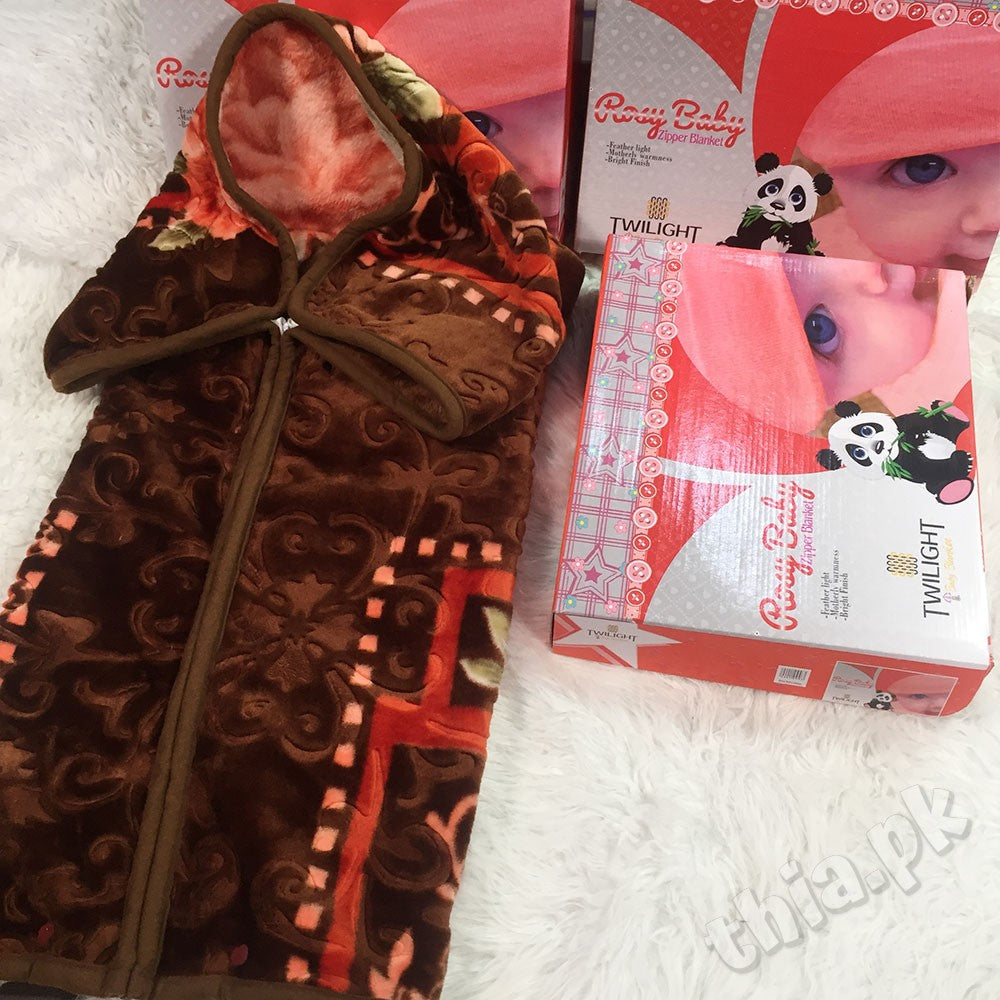 Rosy Baby 2 in 1 Super Soft Baby Zipper Blanket Embossed For 0-3 Years