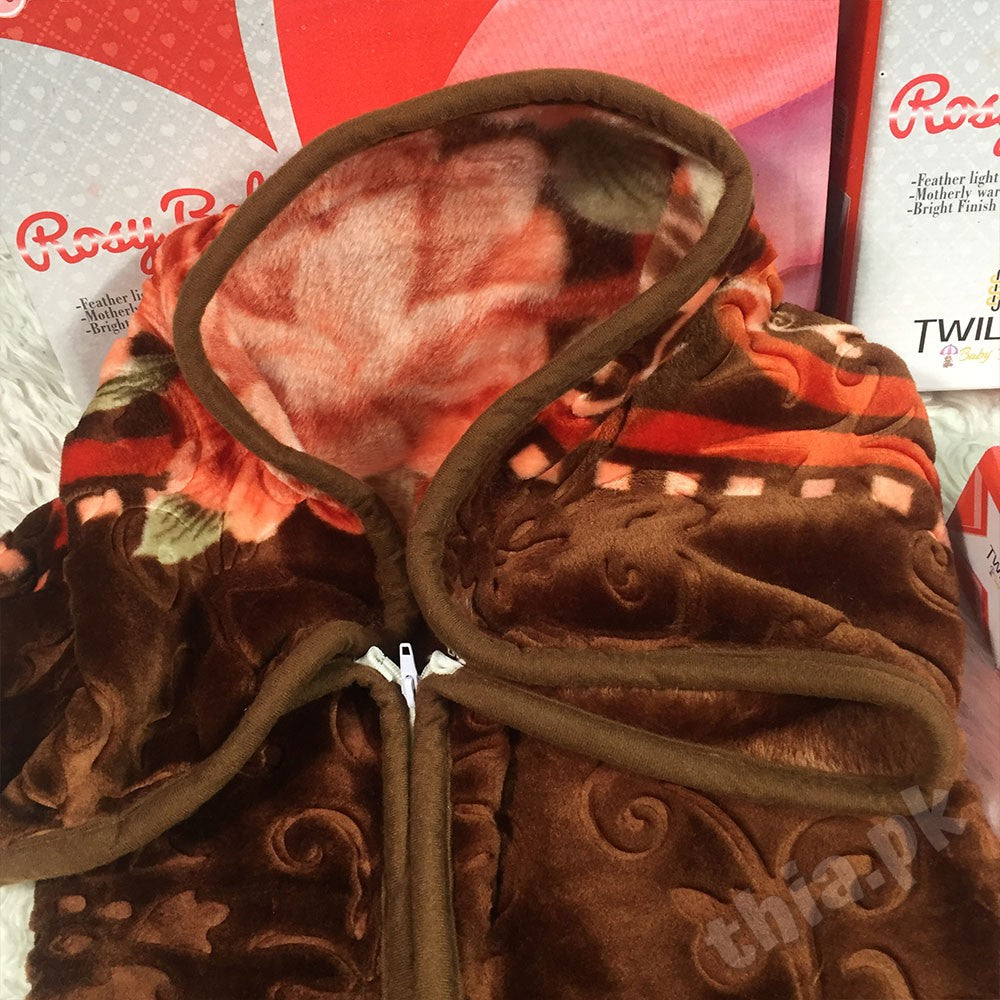 Rosy Baby 2 in 1 Super Soft Baby Zipper Blanket Embossed For 0-3 Years