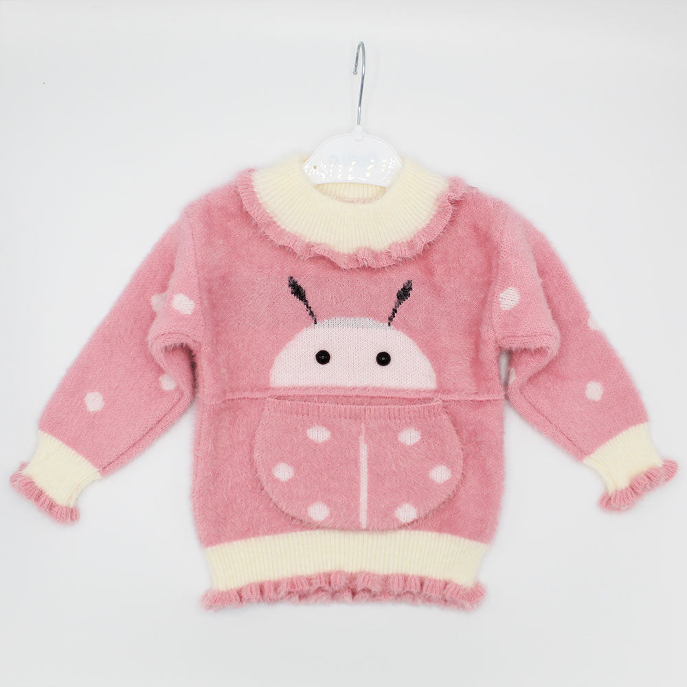 Imported Baby Girls Winter Cute Bee Pocket Rabbit Wool Warm Sweaters Long Sleeve Pullover for 6 Months - 4 Years