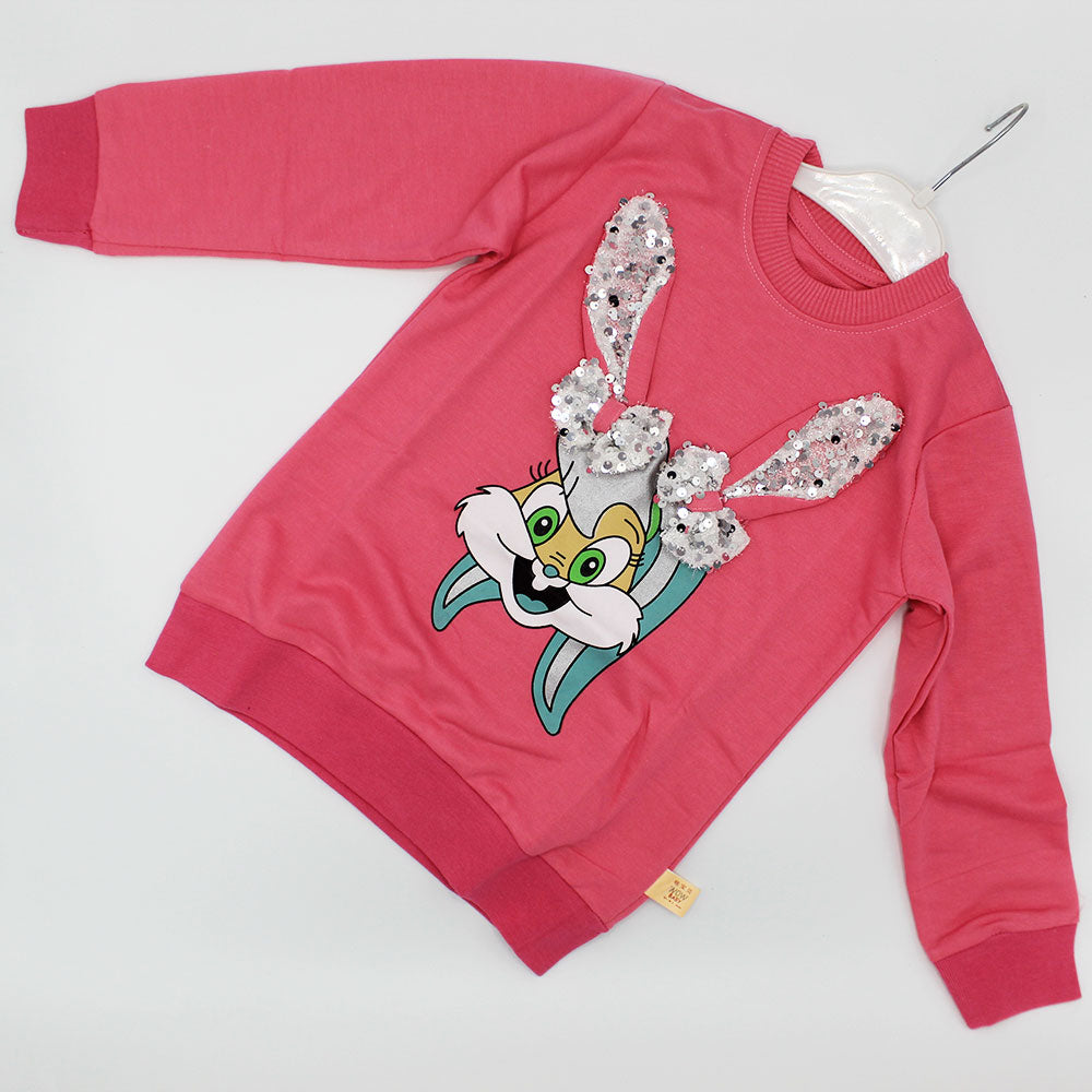 Baby Girl 3D Bugs Bunny Long Sleeve Pullover Sweatshirt Frock for 9 Months - 3.5 Years