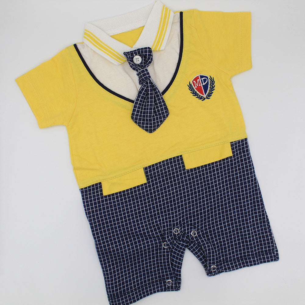 Baby Fancy Button Tie Half Sleeve Romper Bodysuit for 0-12 months