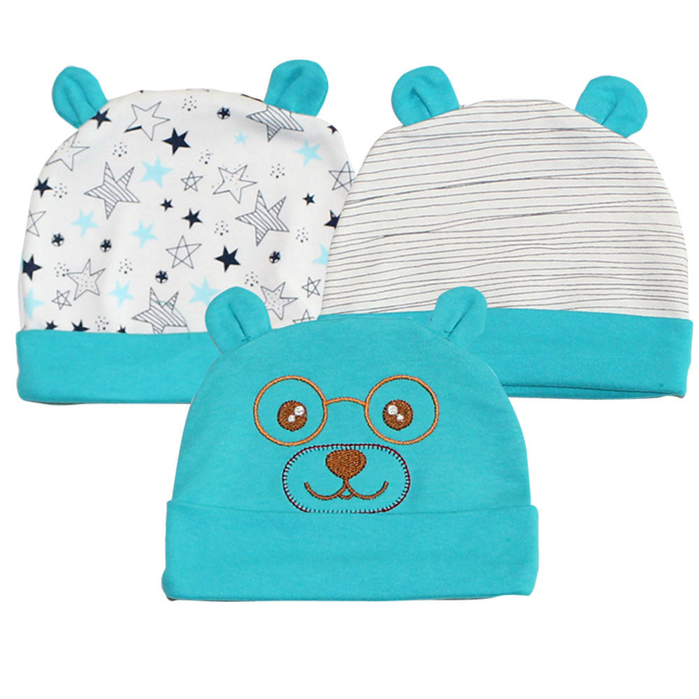 Newborn Imported Super Soft Pack of 3 Caps 0-6 Months