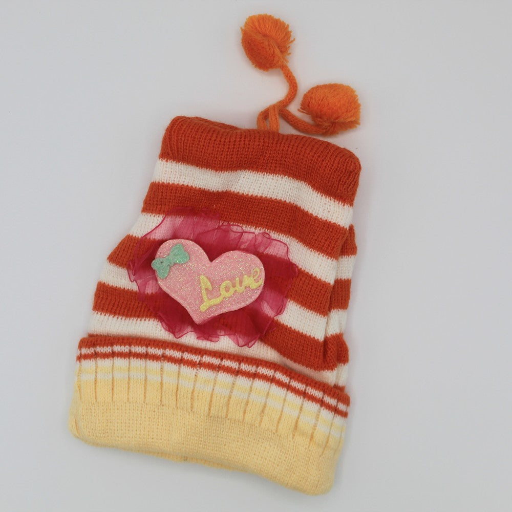 1Pc Cutest Baby Love Heart Winter Warm Woolen Cap for 0-18 Months