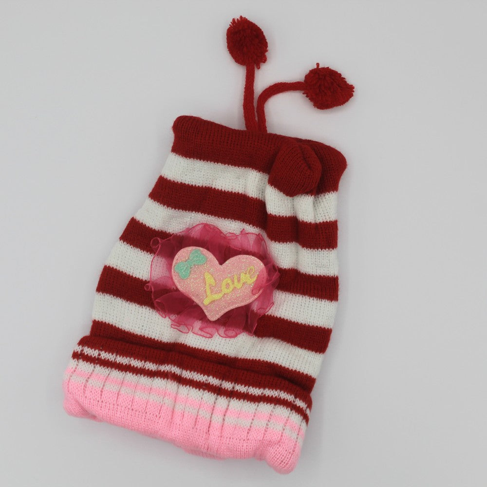 1Pc Cutest Baby Love Heart Winter Warm Woolen Cap for 0-18 Months