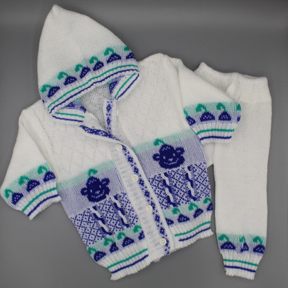 Newborn Winter Woolen Knitted Baby Sweater Hoodie Suit - 2 Faces Design