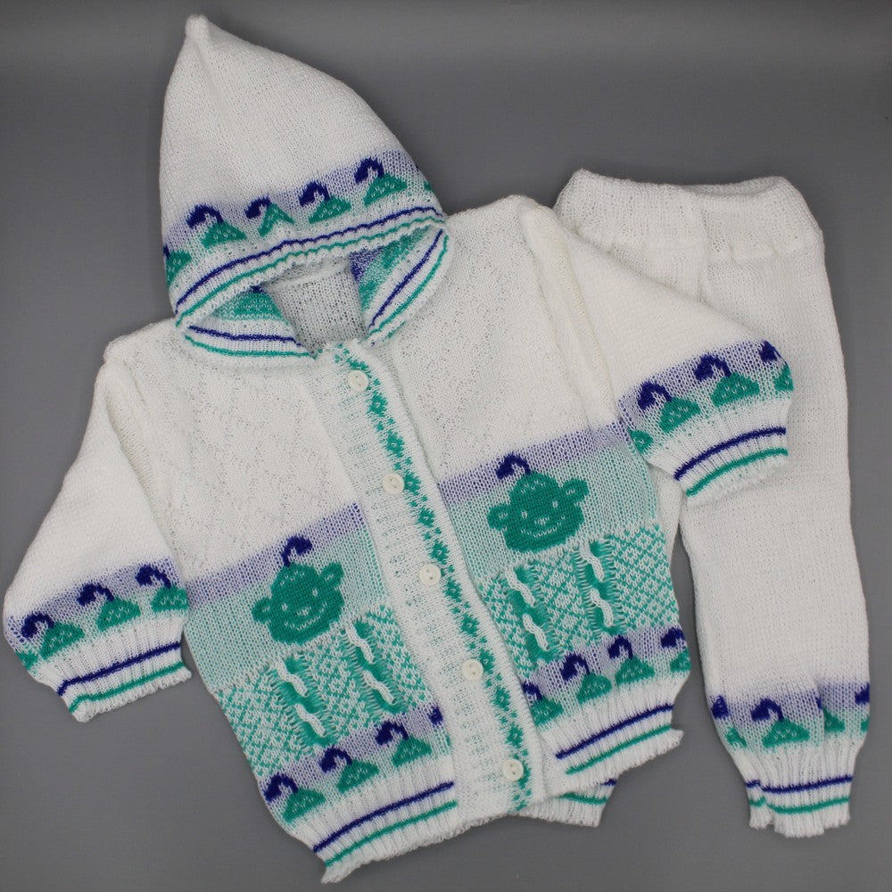 Newborn Winter Woolen Knitted Baby Sweater Hoodie Suit - 2 Faces Design