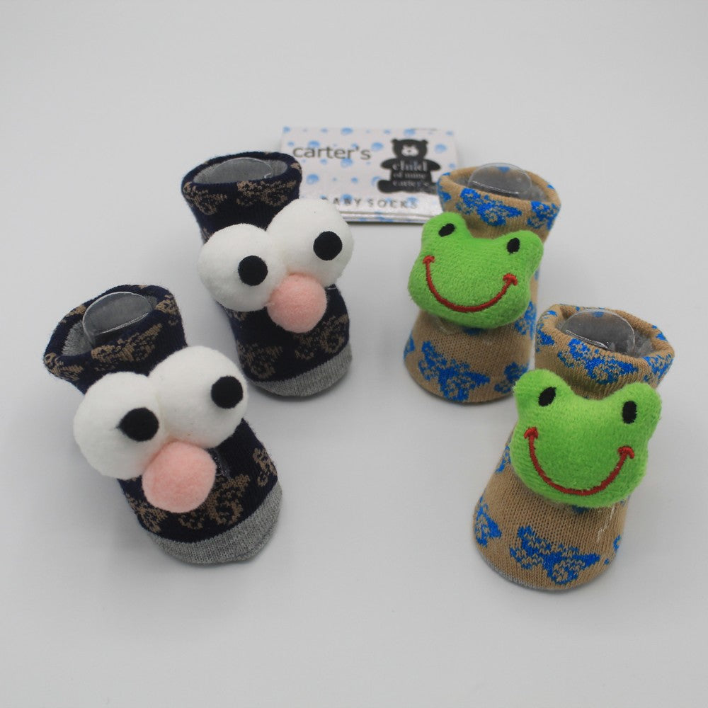 Pack of 2 Pairs Cartoon Character Face Booties For 0-12 Months