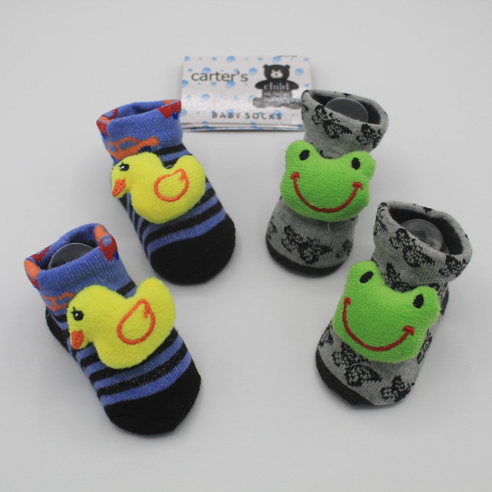 Pack of 2 Pairs Cartoon Character Face Booties For 0-12 Months
