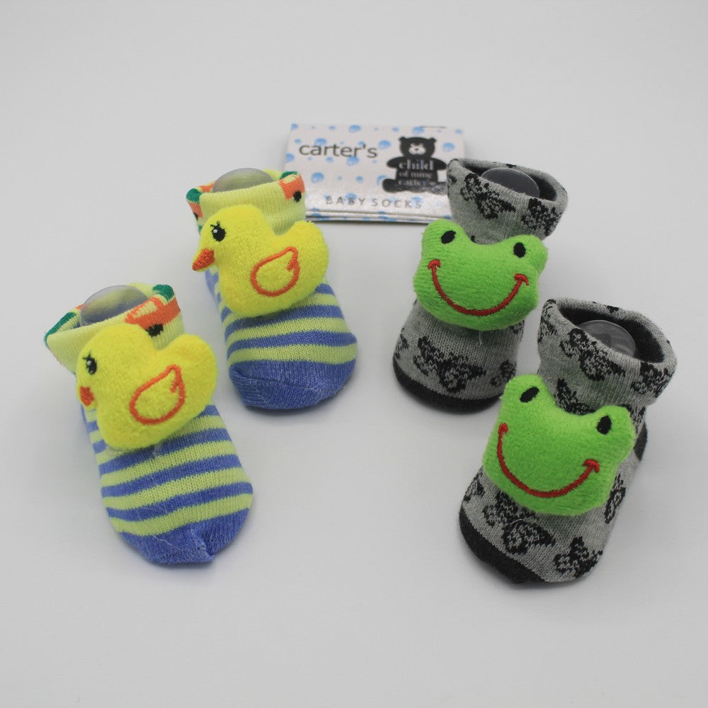 Pack of 2 Pairs Cartoon Character Face Booties For 0-12 Months