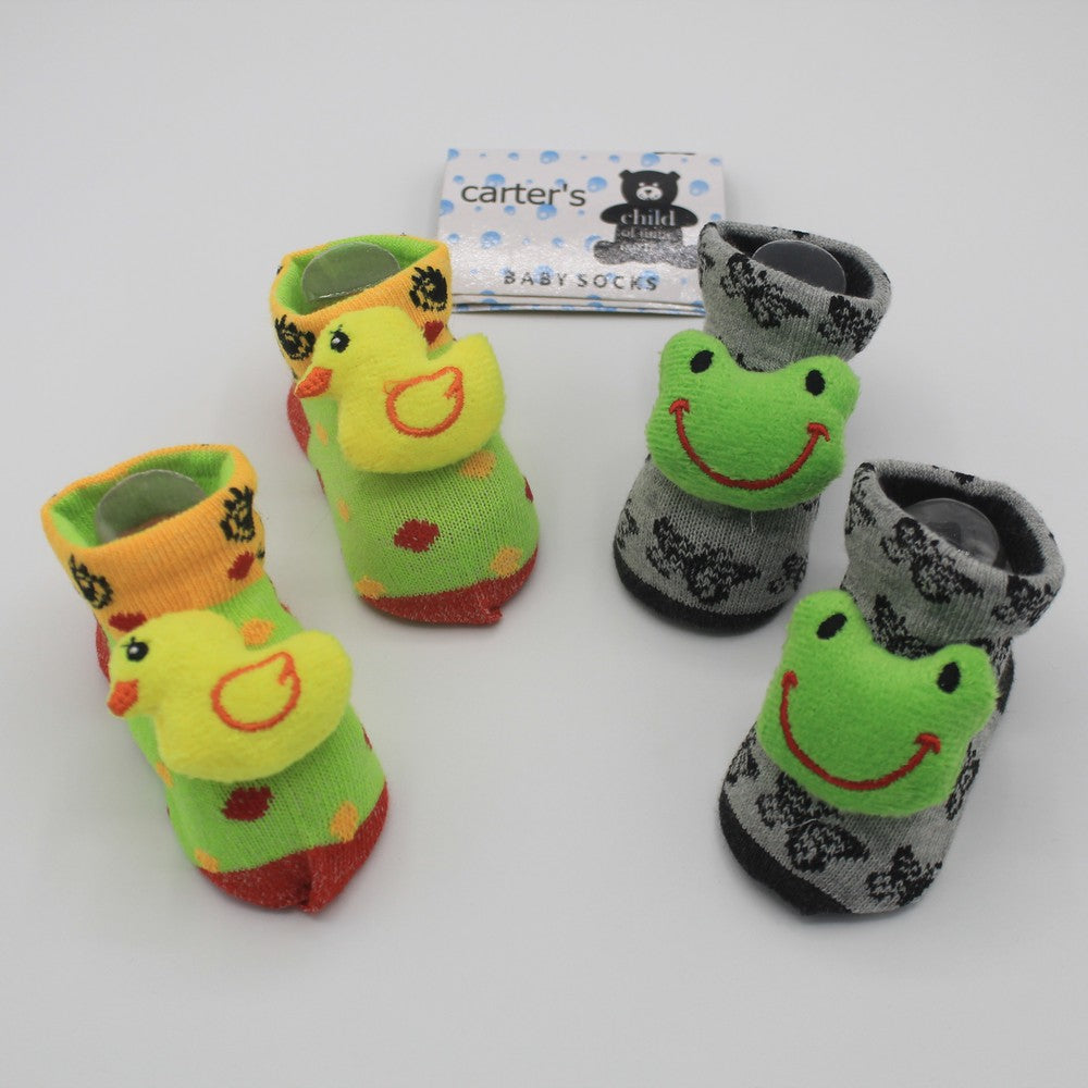 Pack of 2 Pairs Cartoon Character Face Booties For 0-12 Months