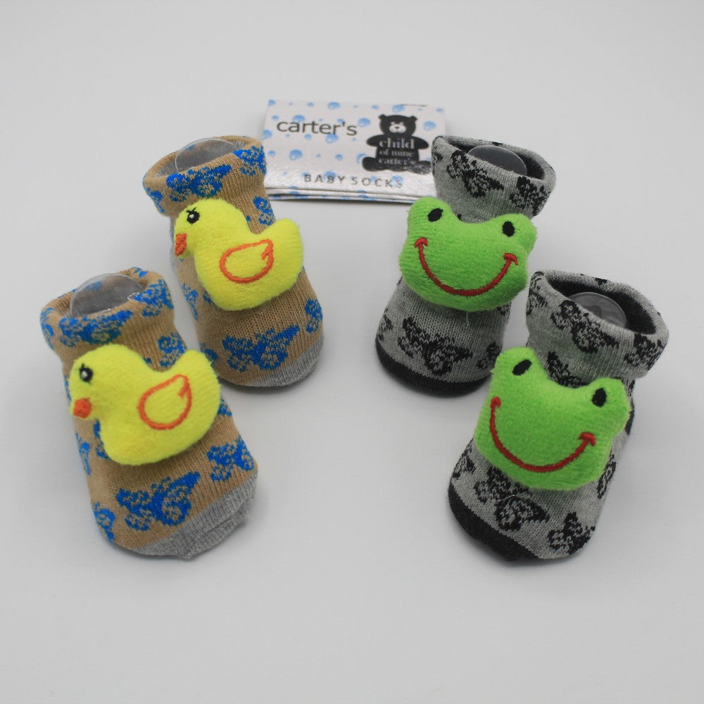 Pack of 2 Pairs Cartoon Character Face Booties For 0-12 Months