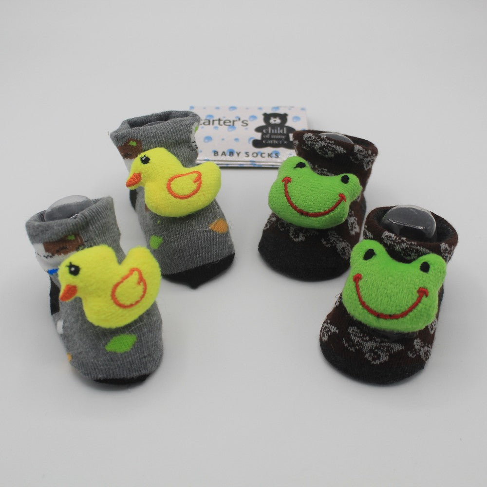 Pack of 2 Pairs Cartoon Character Face Booties For 0-12 Months