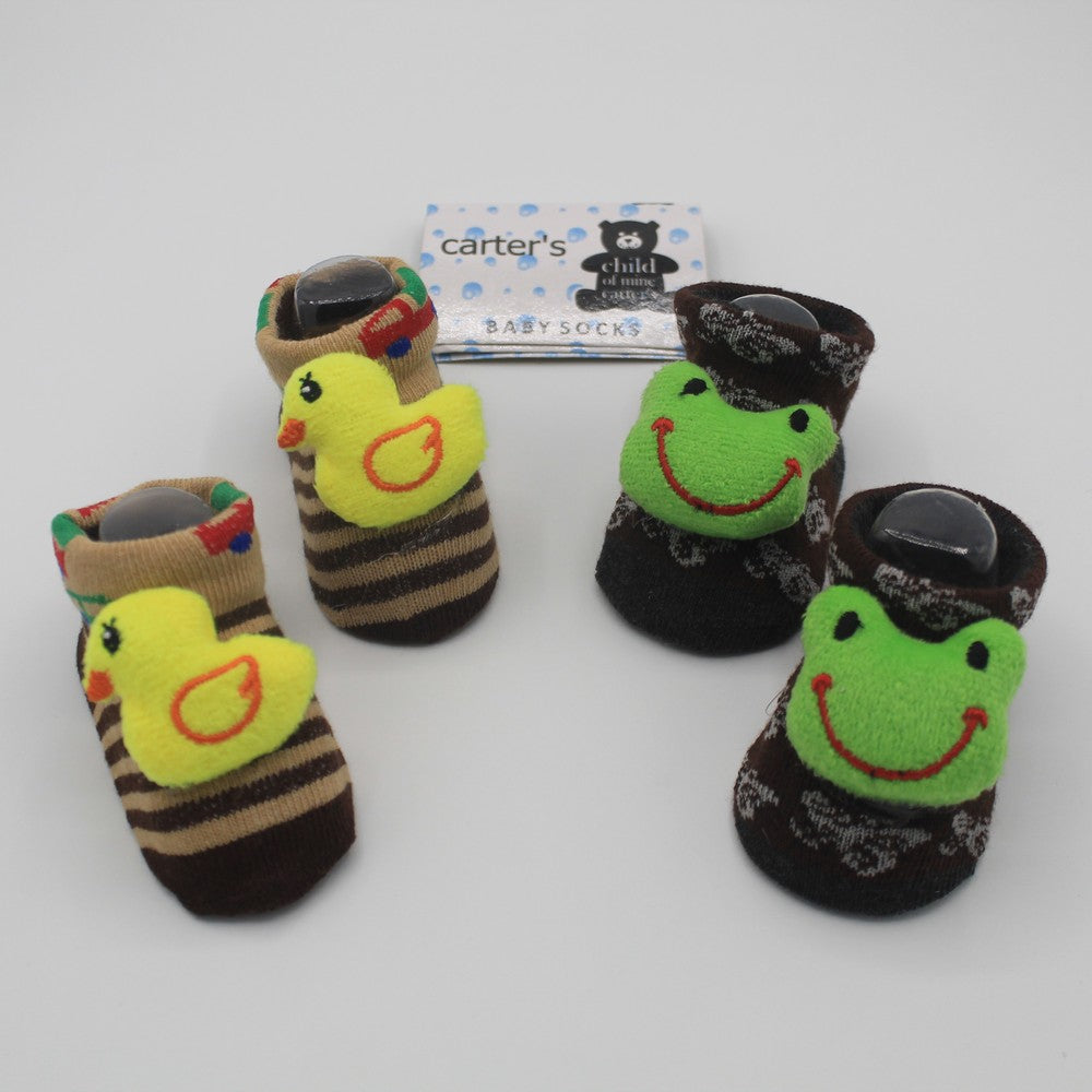 Pack of 2 Pairs Cartoon Character Face Booties For 0-12 Months