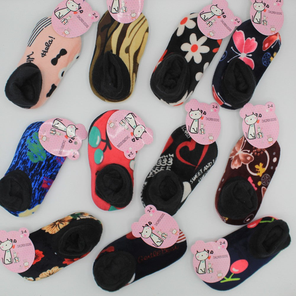 Imported Winter Warm Fuzzy Slipper Loafer Socks for 2-4 Years