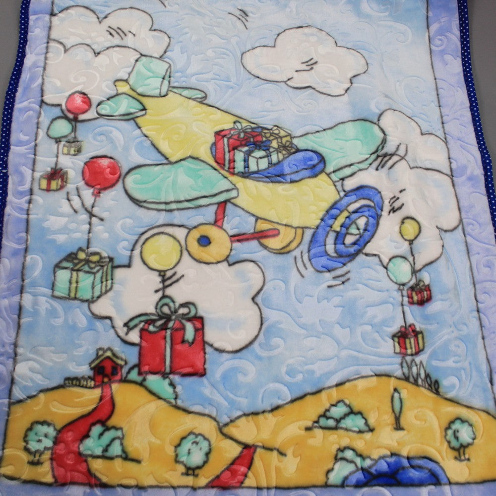 Super Soft Baby Embossed Blanket for 0-3 Years KCB-Blue Plane