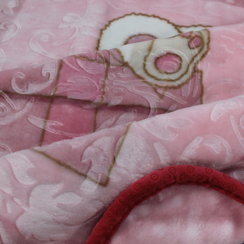Super Soft Baby Embossed Blanket for 0-3 Years KCB-Pink Bear