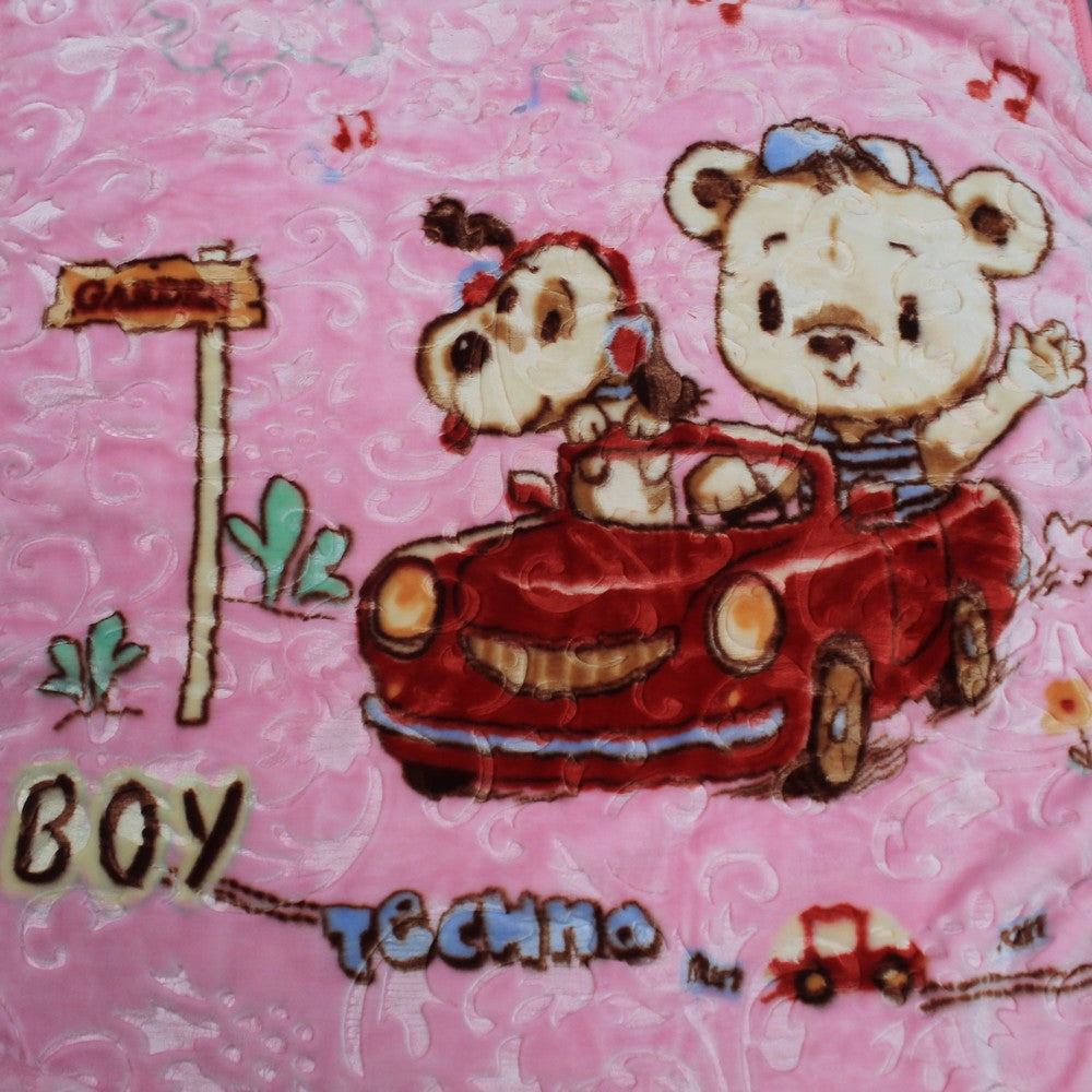 Super Soft Baby Double Ply Embossed Blanket for 0-3 Years Pink Snoopy