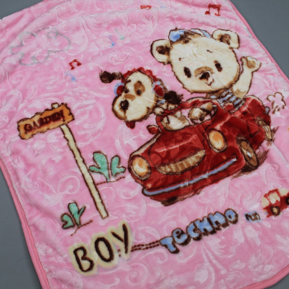 Super Soft Baby Double Ply Embossed Blanket for 0-3 Years Pink Snoopy