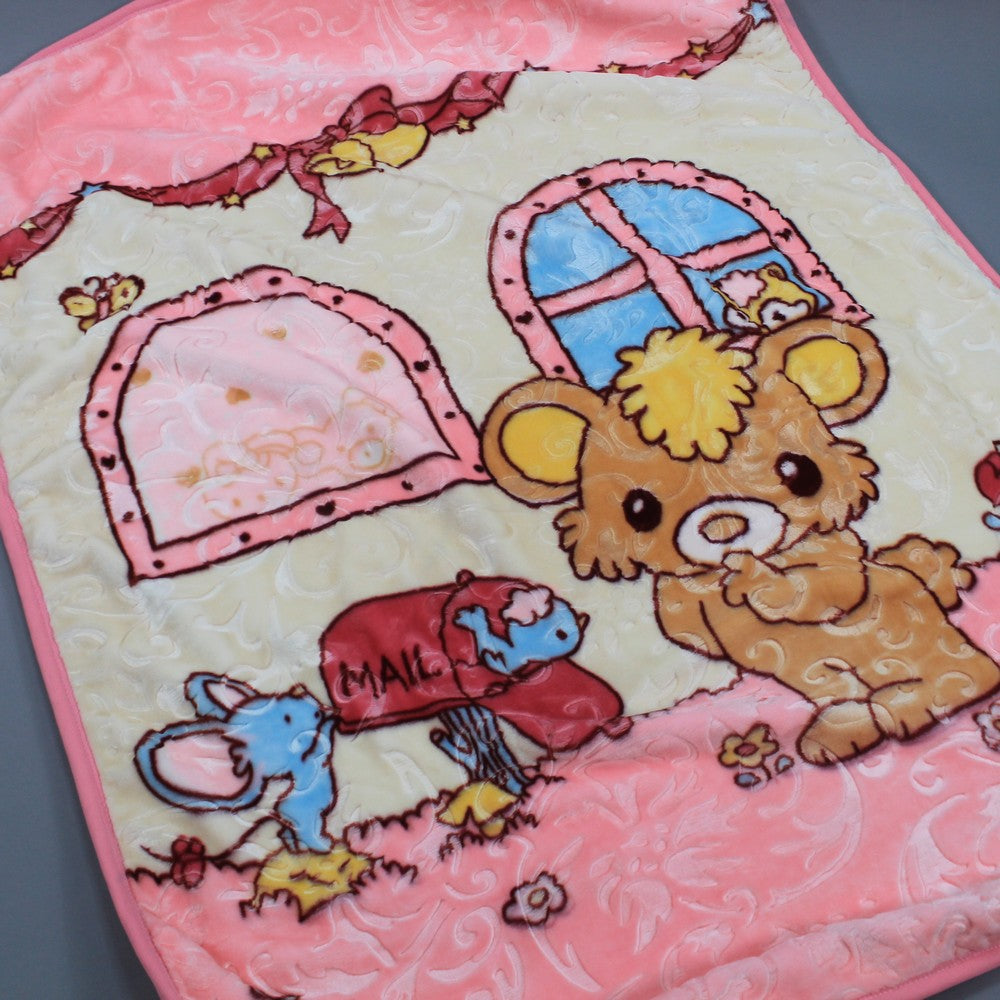 Super Soft Kids Double Ply Embossed Blanket for 3-10 Years Pink Mice