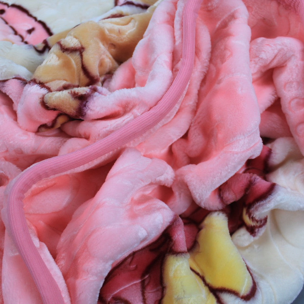 Super Soft Kids Double Ply Embossed Blanket for 3-10 Years Pink Mice