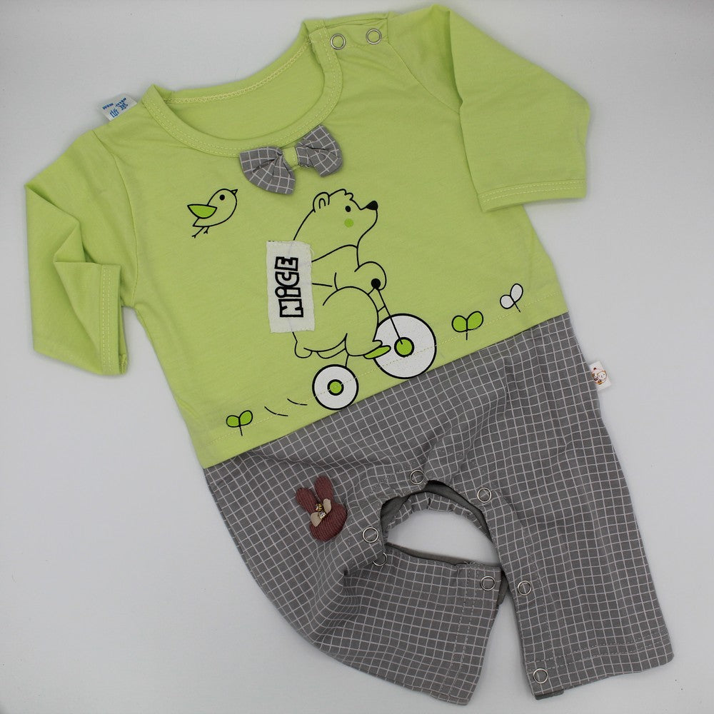 Baby Girl Nice Bow Cycle Long Sleeves Romper Jumpsuit Overall for 0-12 Months