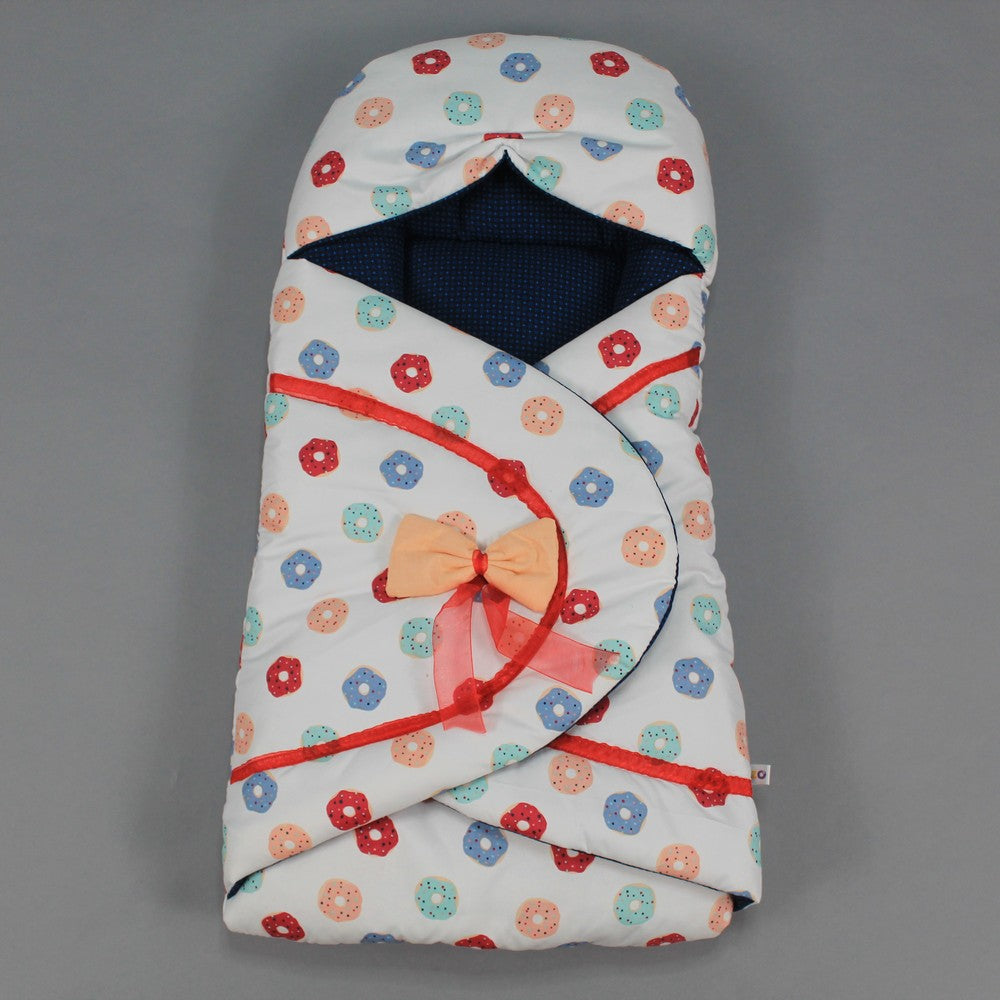 Premium Newborn Baby Fancy Bow Double Patt Swaddle Style Carry Nest