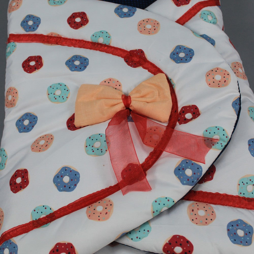 Premium Newborn Baby Fancy Bow Double Patt Swaddle Style Carry Nest