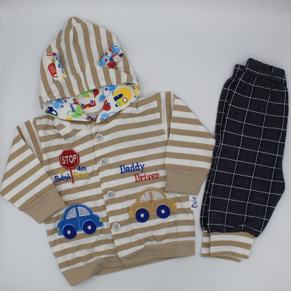 Newborn Daddys Driver Hoodie Full Sleeves Dress for 0-3 Months