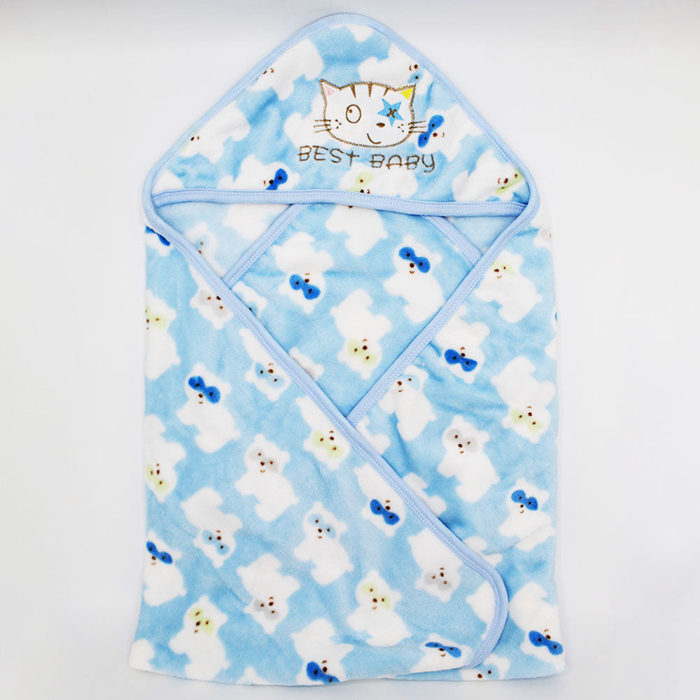 Imported Winter Baby Cat Fleece Wrapping Blanket with Hood For 0-12 Months