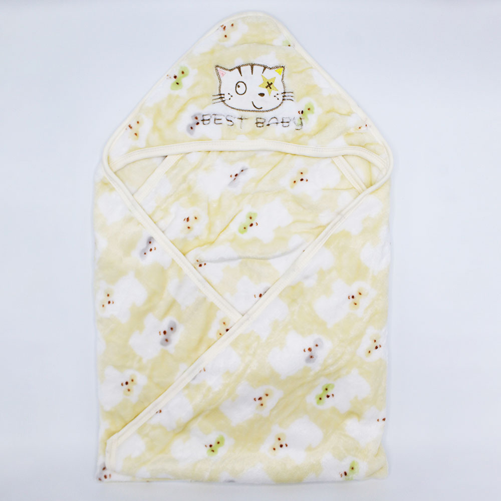 Imported Winter Baby Cat Fleece Wrapping Blanket with Hood For 0-12 Months