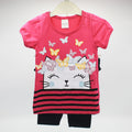 Imported Turkey Girls Cool Cat and Butterflies Half Sleeves Dress for 12 Months - 4 Years
