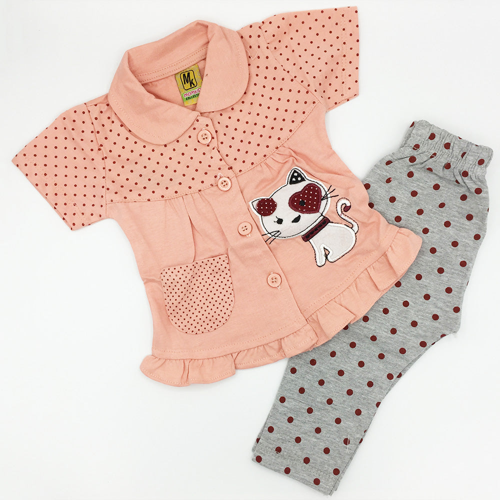 Baby Girl Cute Kitten Summer Frock for 3-9 Months