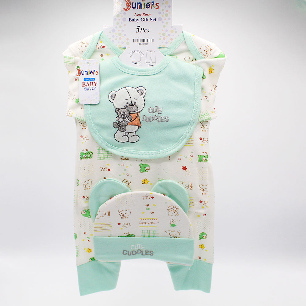 Newborn Baby 5 Pcs Cuddle Bear Soft Cotton Summer Starter Set for 0-3 Months