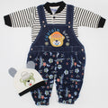 Newborn Baby 3D Captain Bear Full Sleeves Dungaree Romper for 0-3 Months